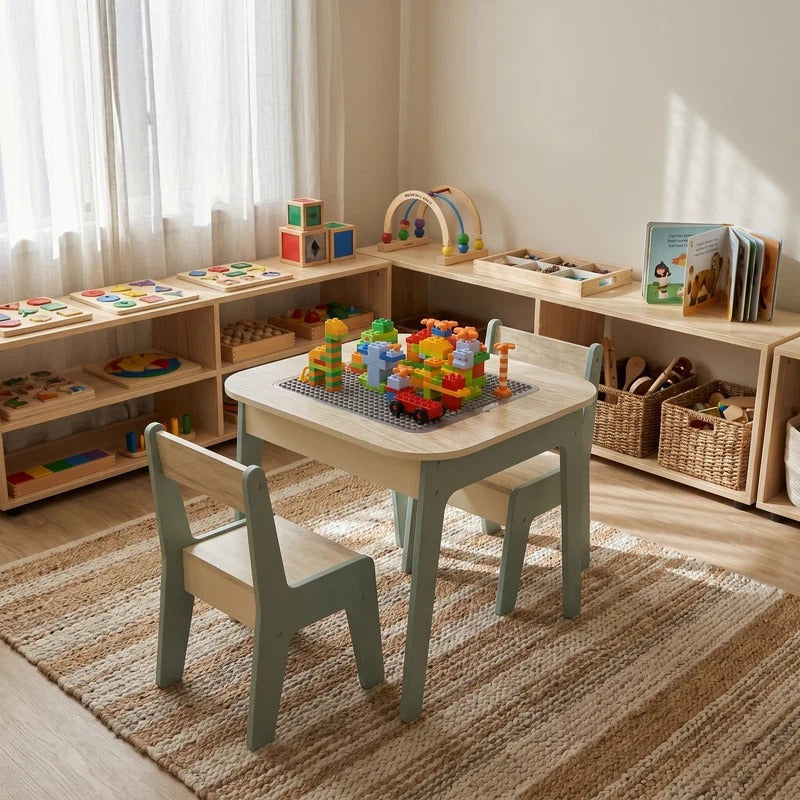 4-in-1 Montessori-activiteitentafel met stoelen