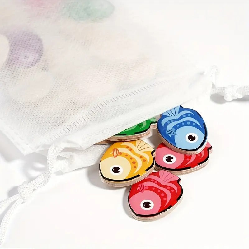 Montessori-vispuzzel om kleuren te sorteren