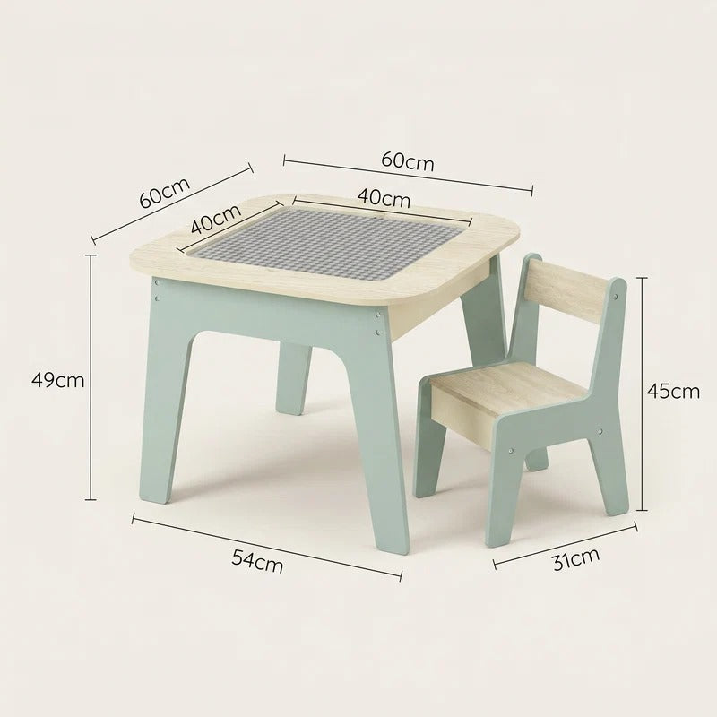 4-in-1 Montessori-activiteitentafel met stoelen