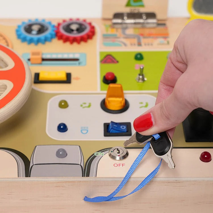 Montessori-activiteitenbord met bedieningselementen