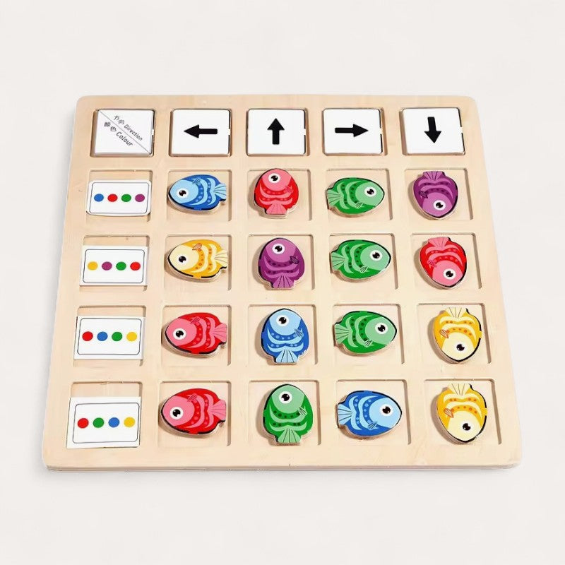 Montessori-vispuzzel om kleuren te sorteren