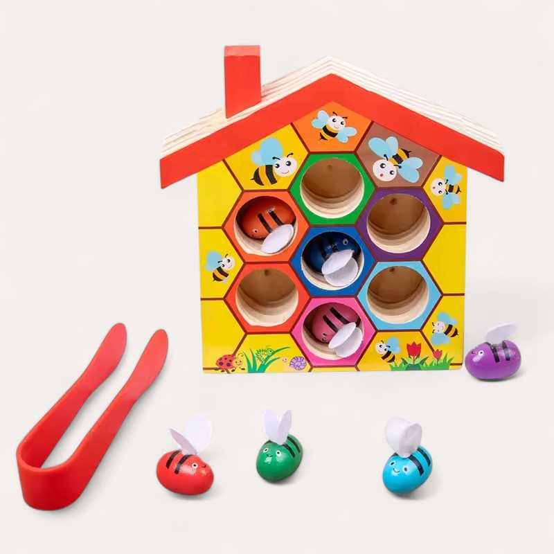 Montessori-bijensorteerspel met pincet