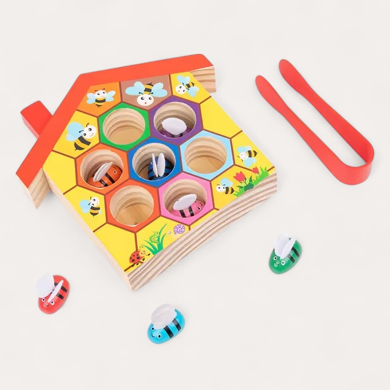 Montessori-bijensorteerspel met pincet