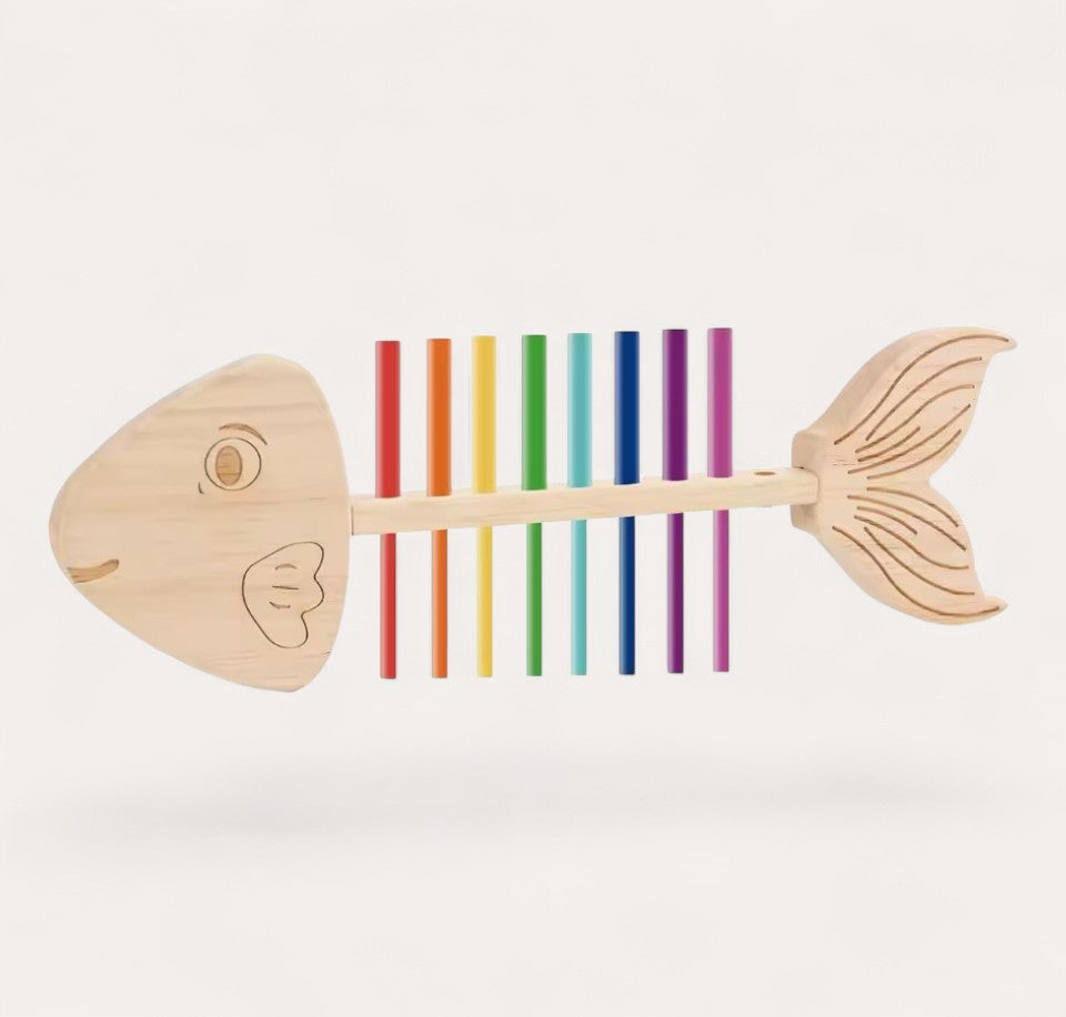 Montessori-visgraatpuzzel met gekleurde staafjes