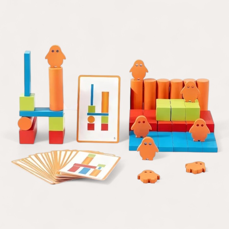 Montessori-logische bouwset met beeldkaarten