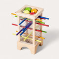 Montessori-kogeltoren met gekleurde staafjes