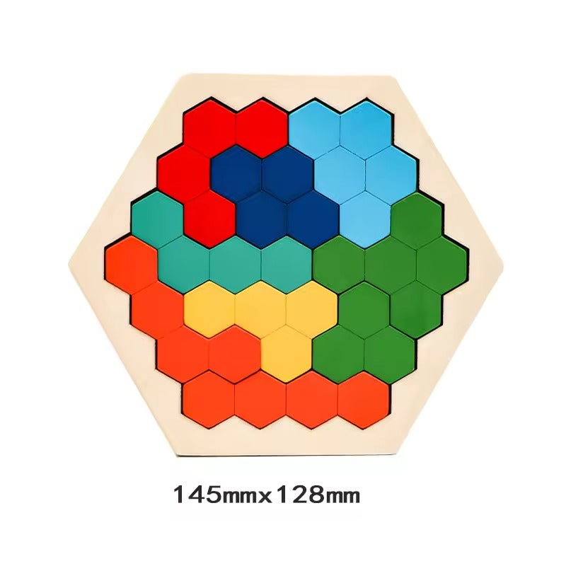 Montessori-zeshoekpuzzel van hout