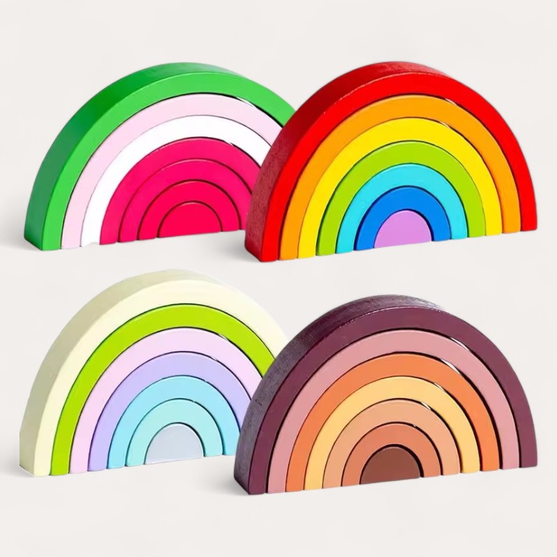 Montessori-houten regenboogpuzzel