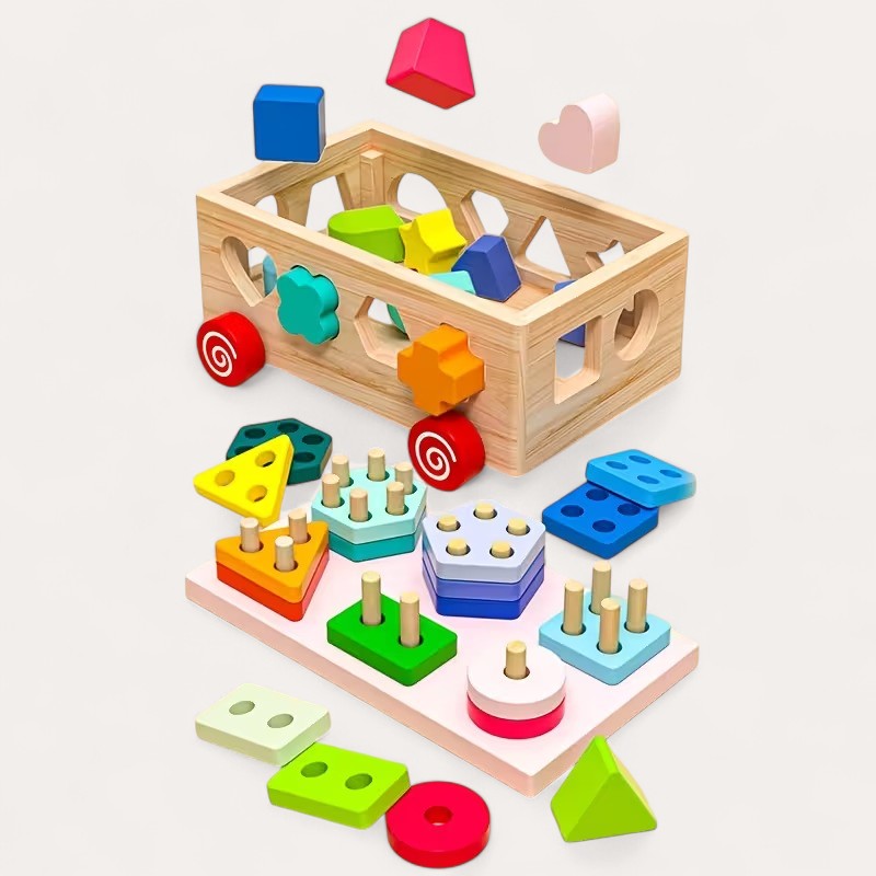 Montessori-stapelspel met geometrische vormen