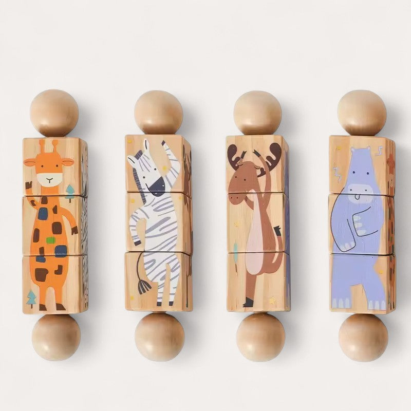 Montessori-houten figurenbouwset