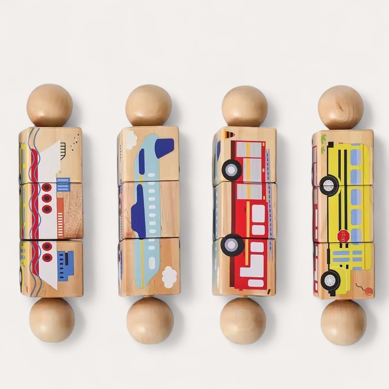 Montessori-houten figurenbouwset