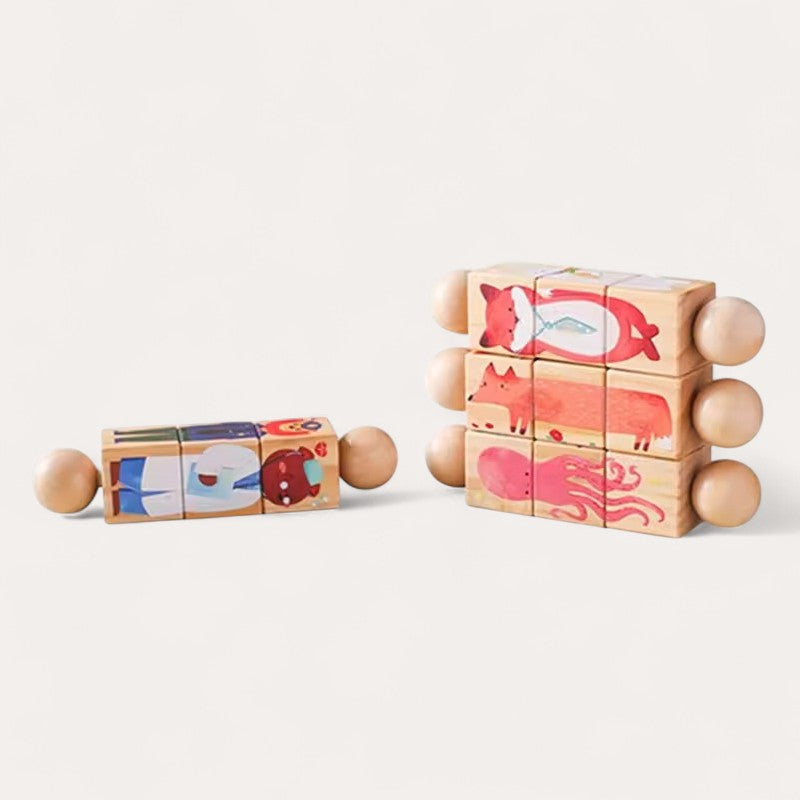 Montessori-houten figurenbouwset