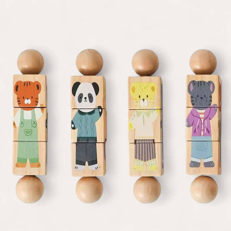 Montessori-houten figurenbouwset