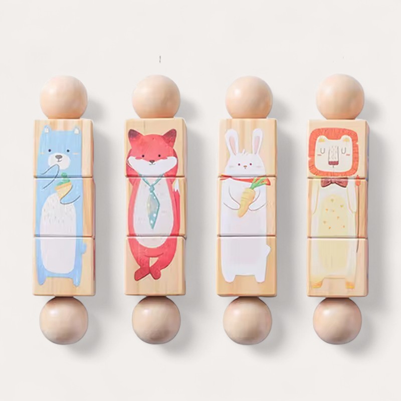 Montessori-houten figurenbouwset