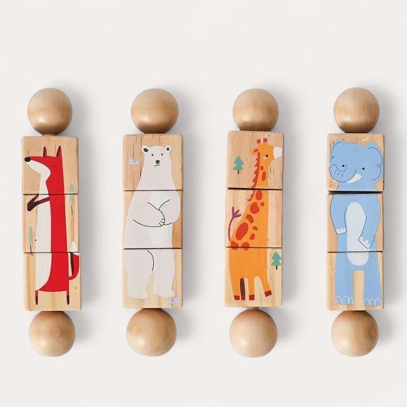Montessori-houten figurenbouwset