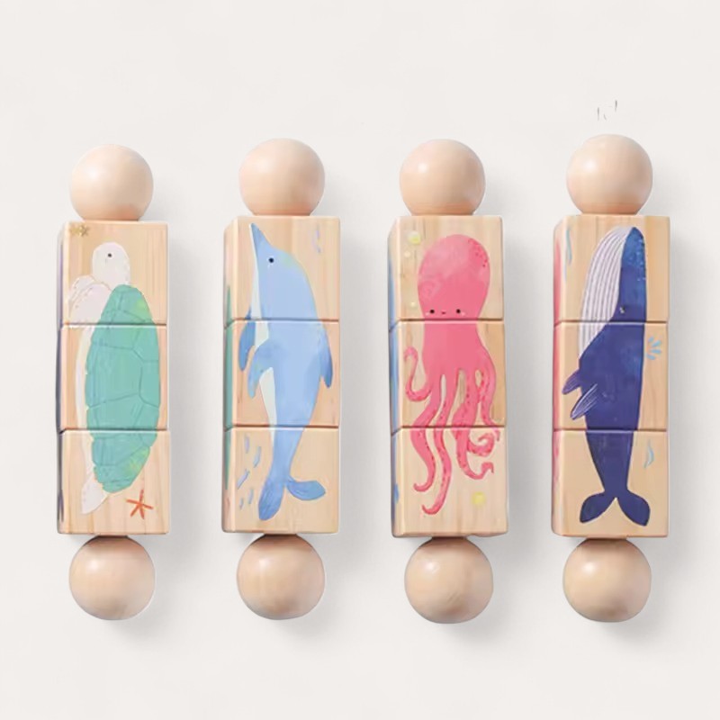 Montessori-houten figurenbouwset