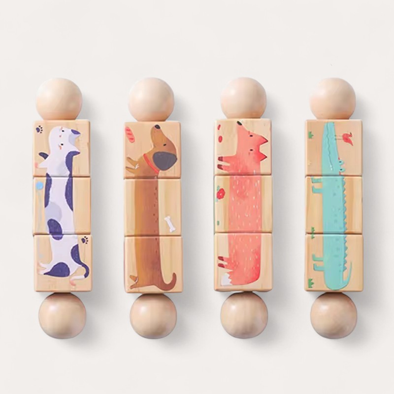 Montessori-houten figurenbouwset
