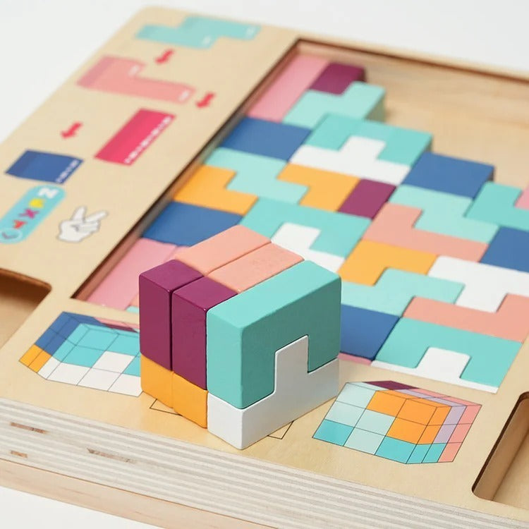 Montessori-Tetris-puzzel van hout
