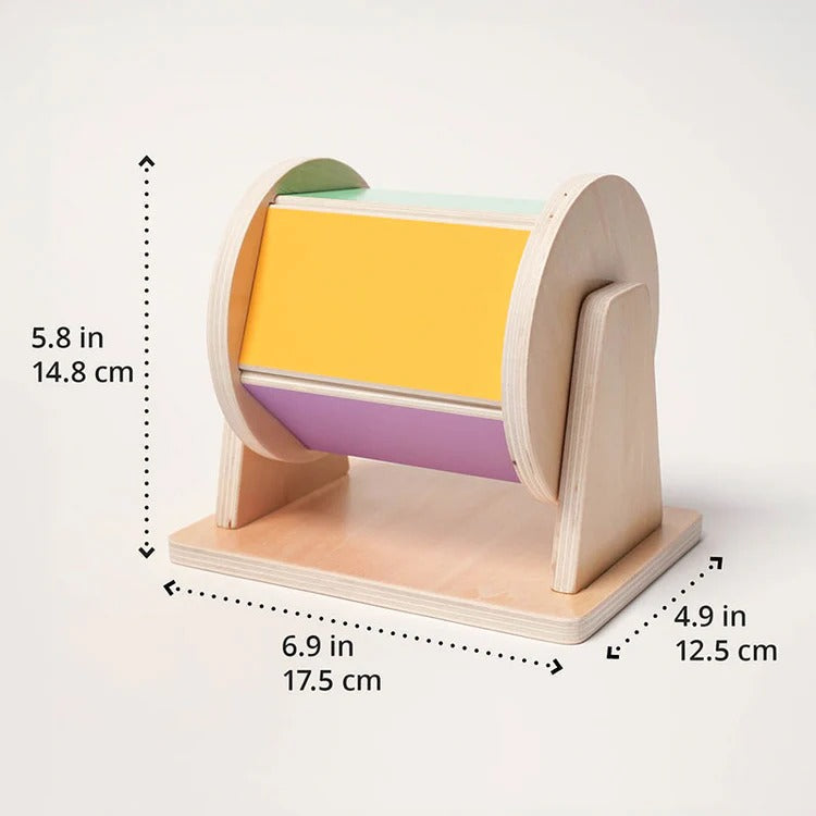 Montessori-draaitrommel in regenboogkleuren