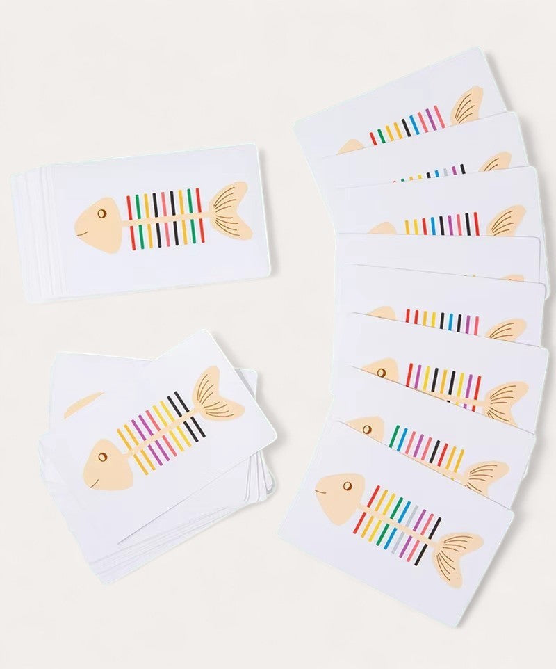 Montessori-visgraatpuzzel met gekleurde staafjes