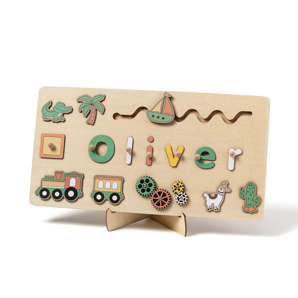 Montessori-naampuzzel van hout
