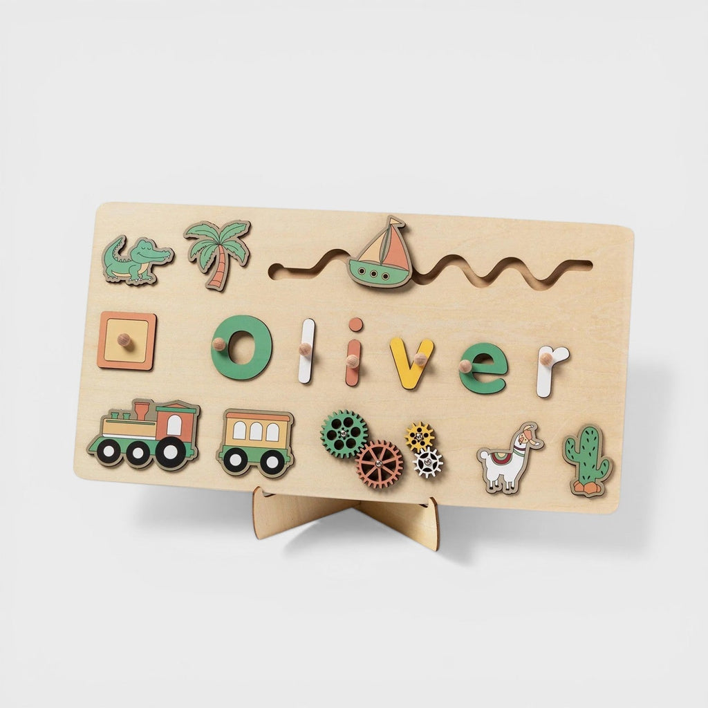 Montessori-naampuzzel van hout