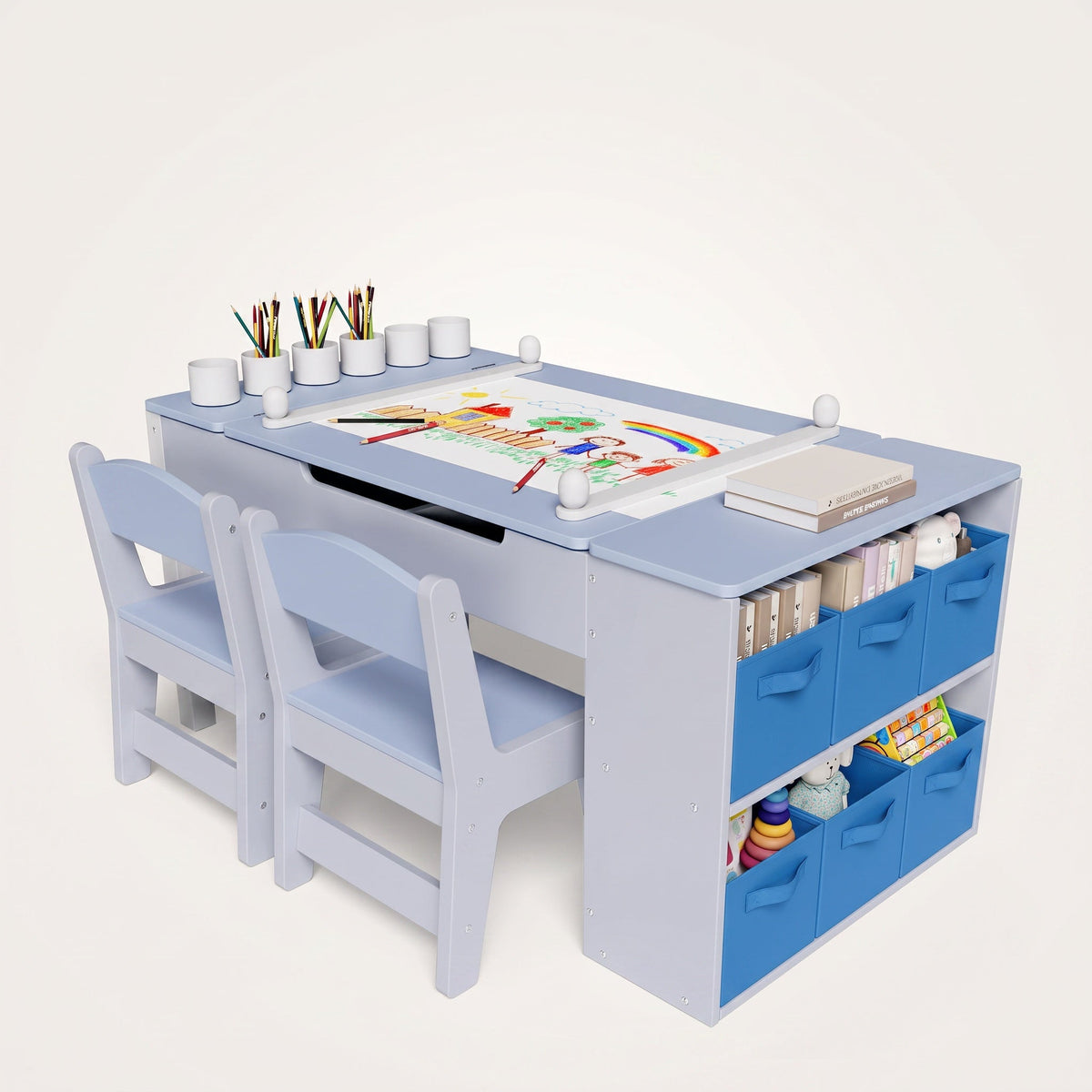 Montessori-activiteitentafel met tekenbord