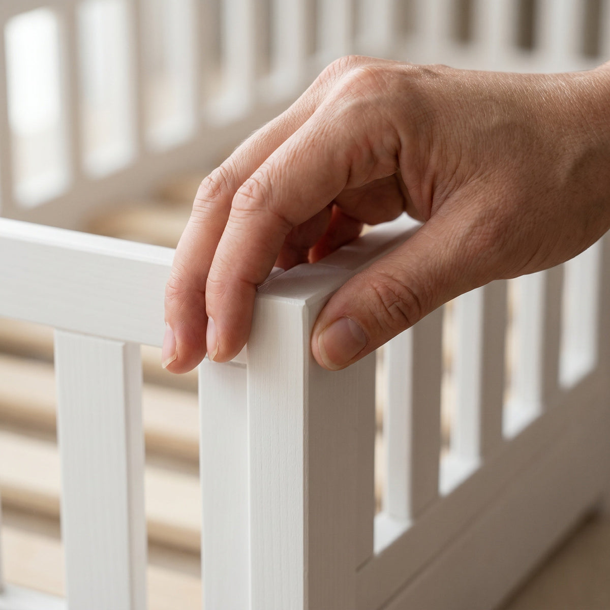 Montessori-vloerbed van wit massief hout