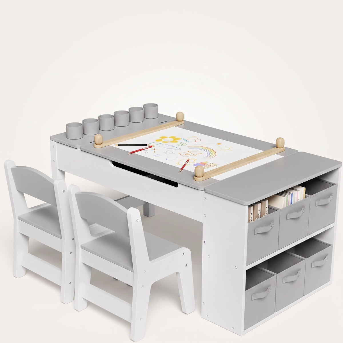 Montessori-activiteitentafel met tekenbord