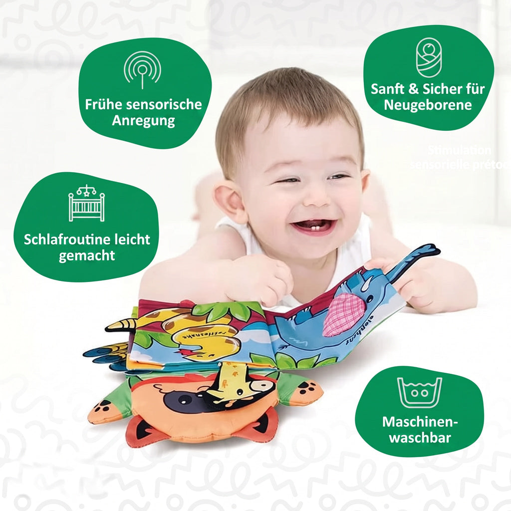 Montessori-stoffen dierenboekje voor baby's