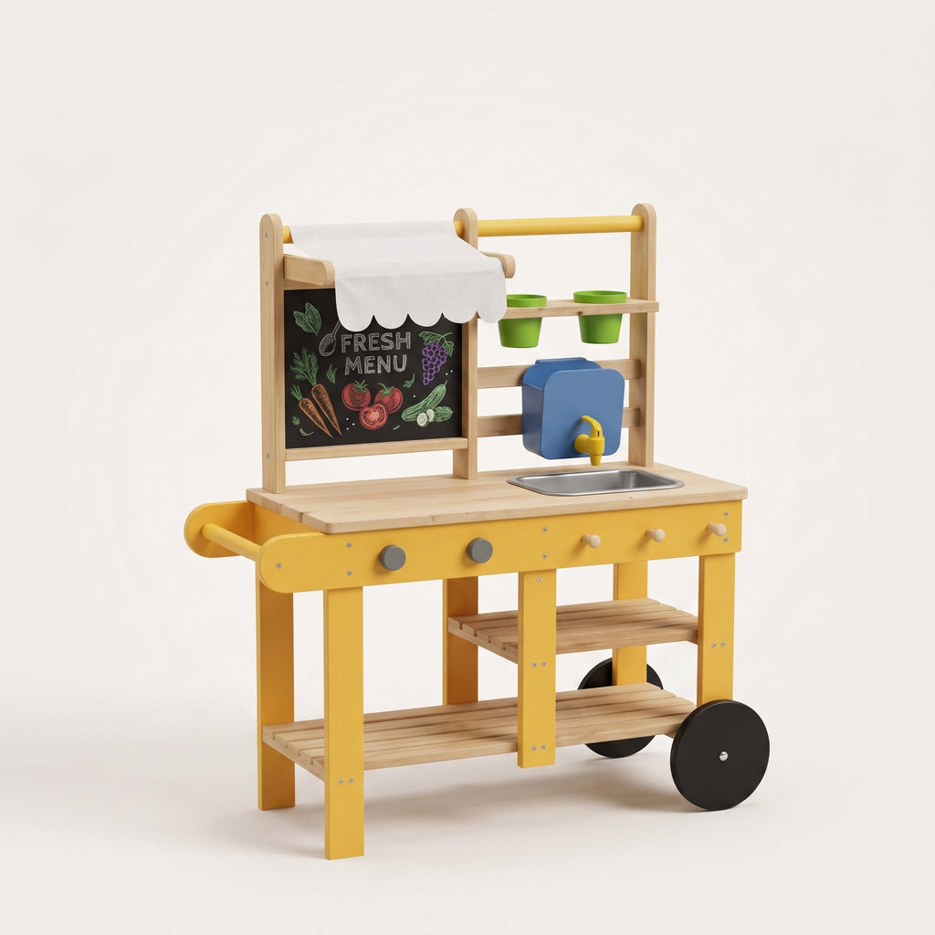Montessori-tuinwinkel met speelkeuken