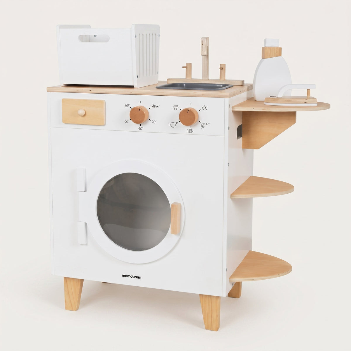 Montessori-houten speelwasmachine