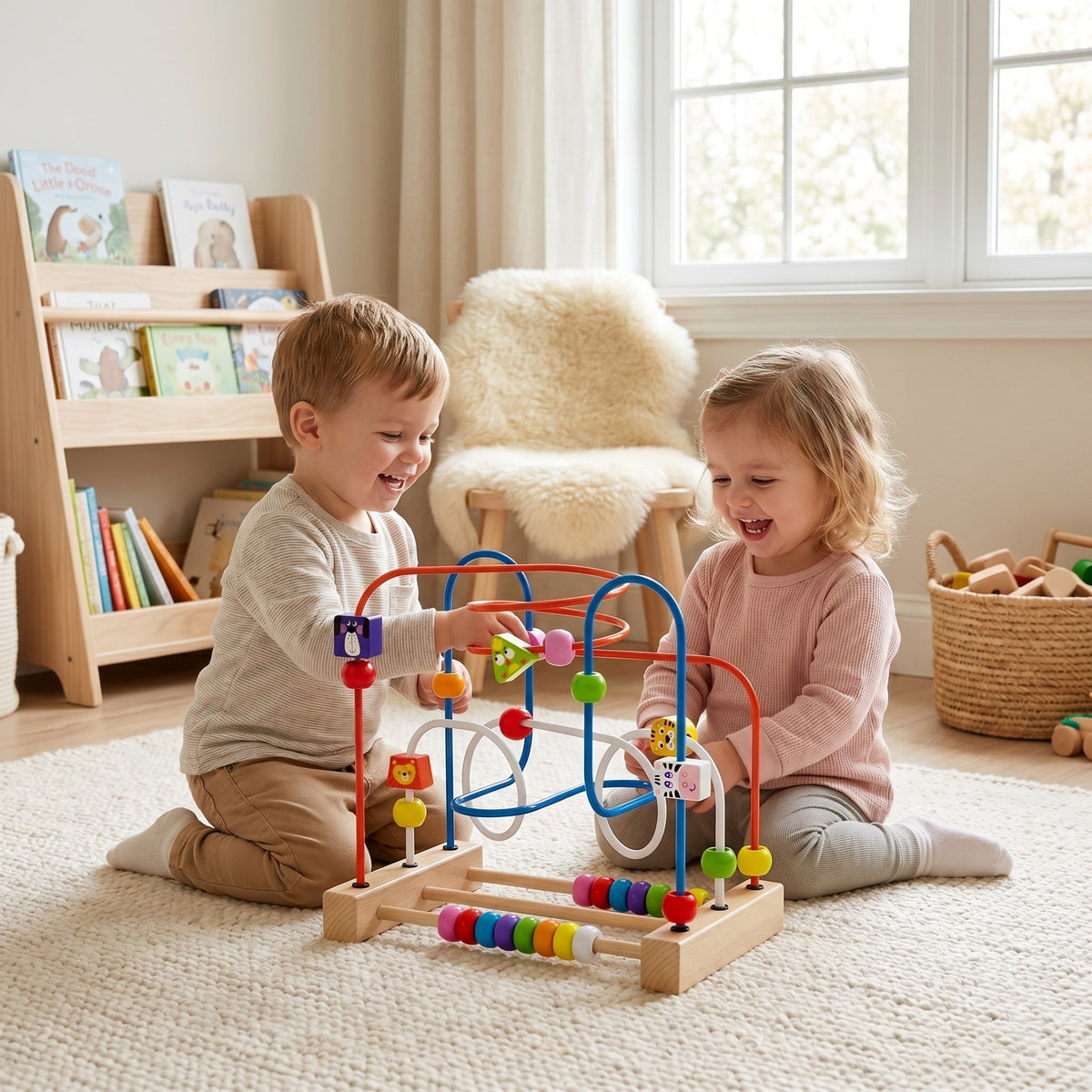 Montessori-motorieklabyrint van hout